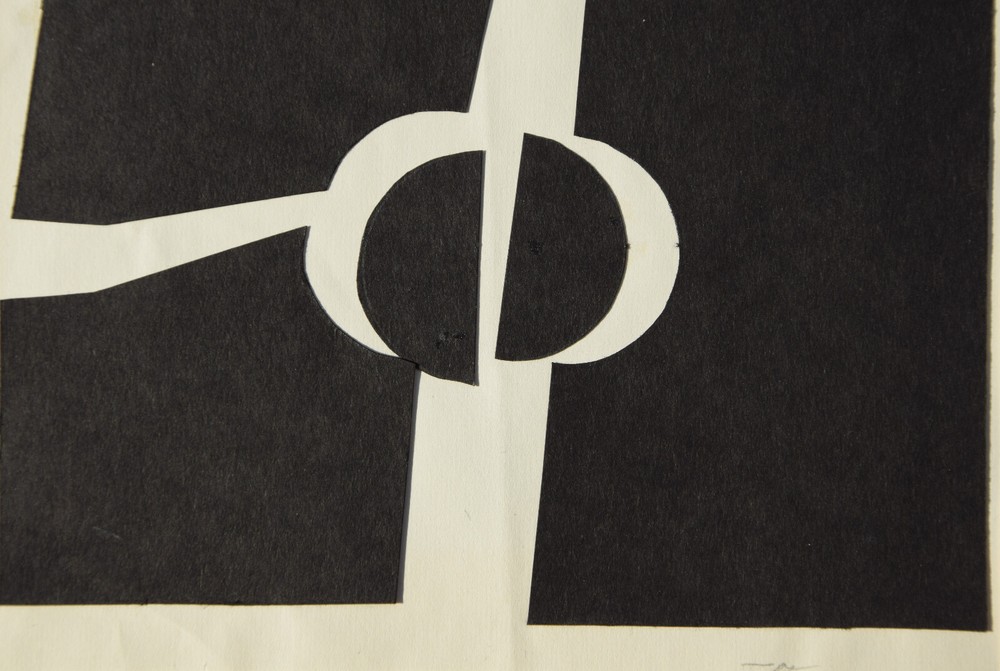 Sabine Ebel 1945-2015 Oldenburg / Collage Cardboard 1965 Constructive Circle Rectangle