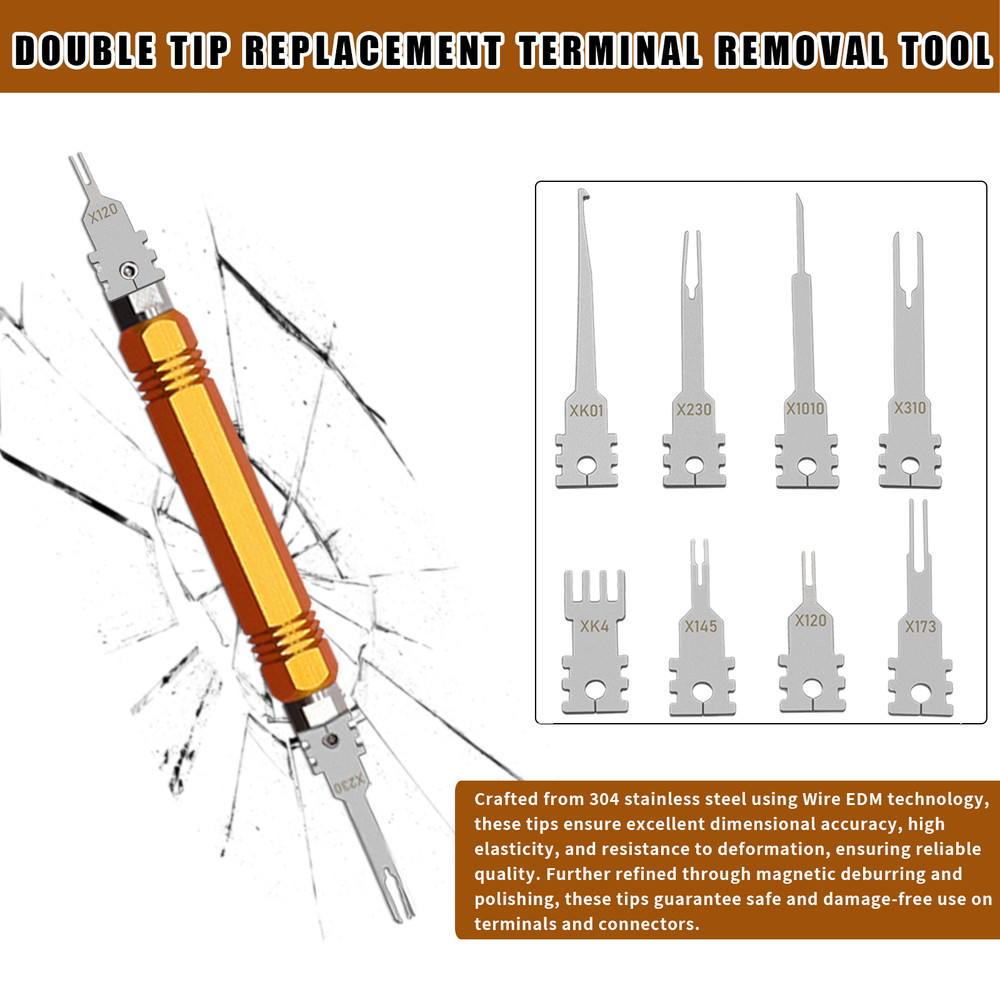 8PCS Electrical Pin Removal Tool Kit Tip Replacement Terminal Removal Tool Set