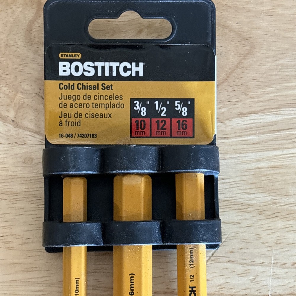 Stanley Bostich Cold Chisel Set 3pc 3/8" 5/8" 5/8" 16-048 NEW