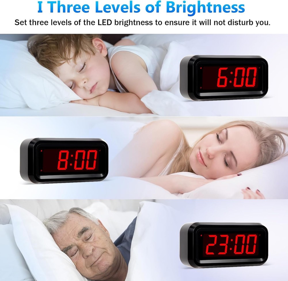 Black LED Battery Alarm Clock