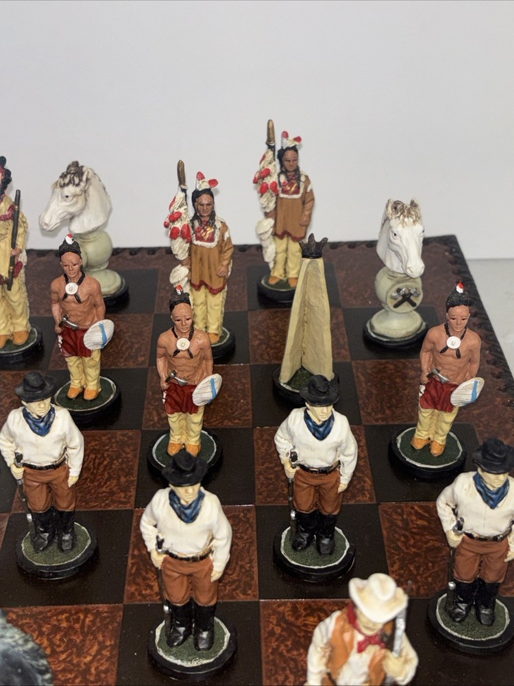 Vintage Cowboys Vs Indians Chess Set- Complete