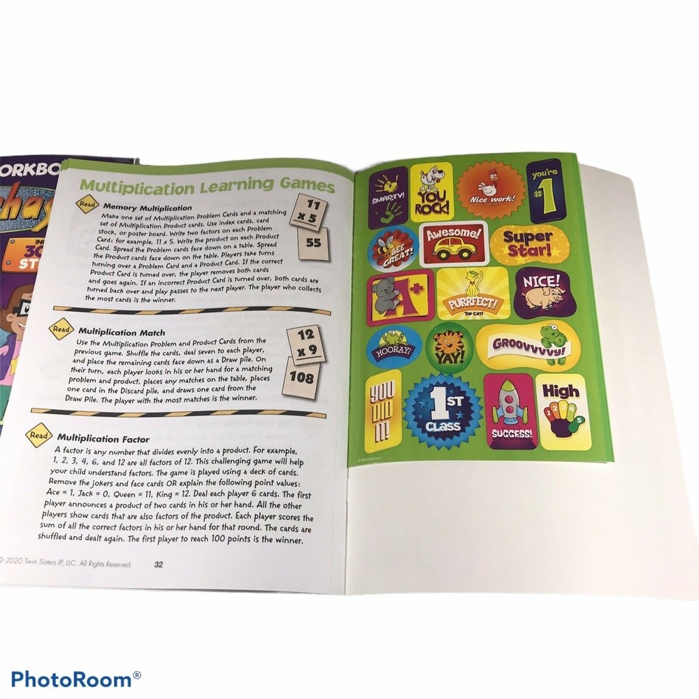 2-Pack Cyberchase/Multiplication Grades 2-3 Workbooks New