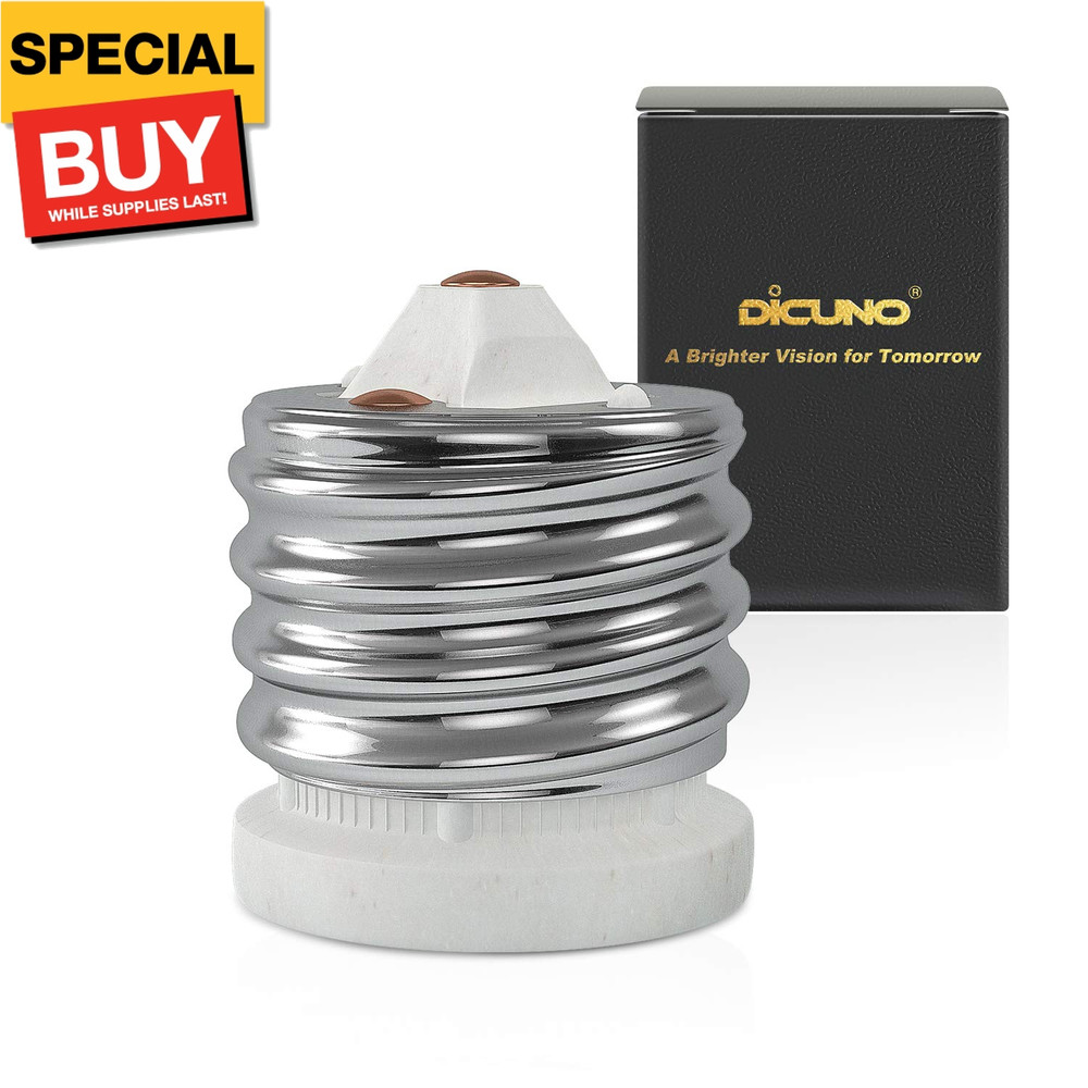 E39 to E26 Socket Converter, Ceramic Mogul E39 to Standard Medium E26 Light Bulb