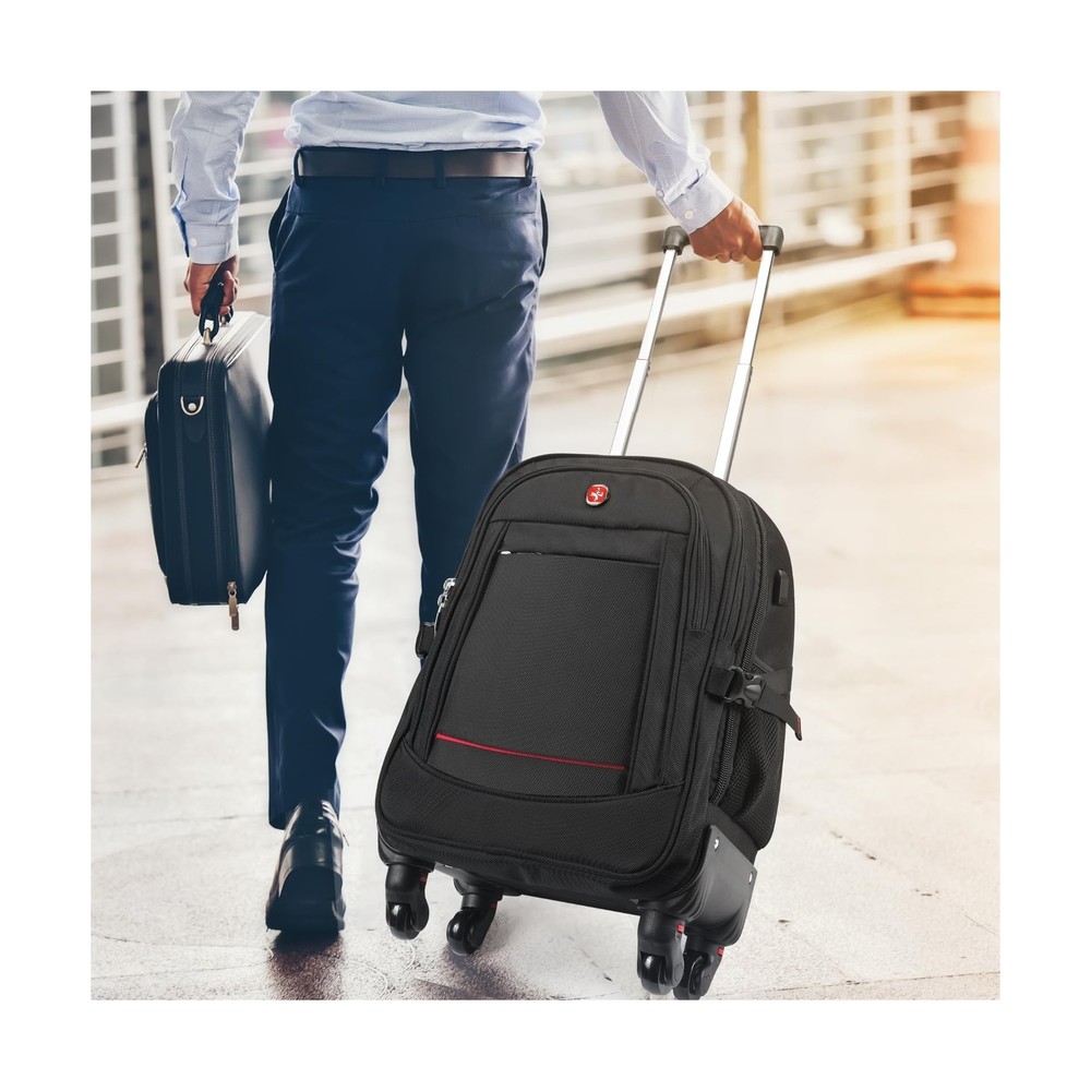 Rolling Backpack with 4 Extra Wheels - Water-Resistant, Airline Approved Unde...