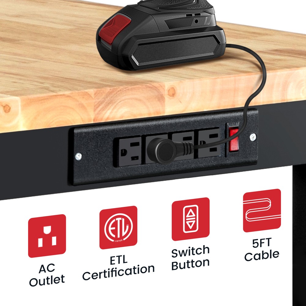 48 '' Adjustable Workbench with Power Outlet Heavy Duty 2000LBS Workstation US