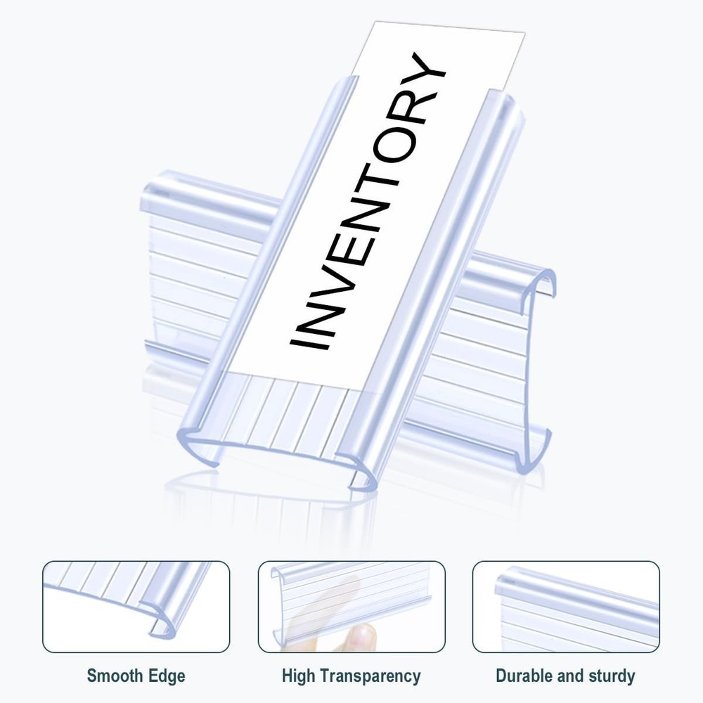 100Pcs Clear Wire Shelf Label Holders with Inserts for Effortless Organization