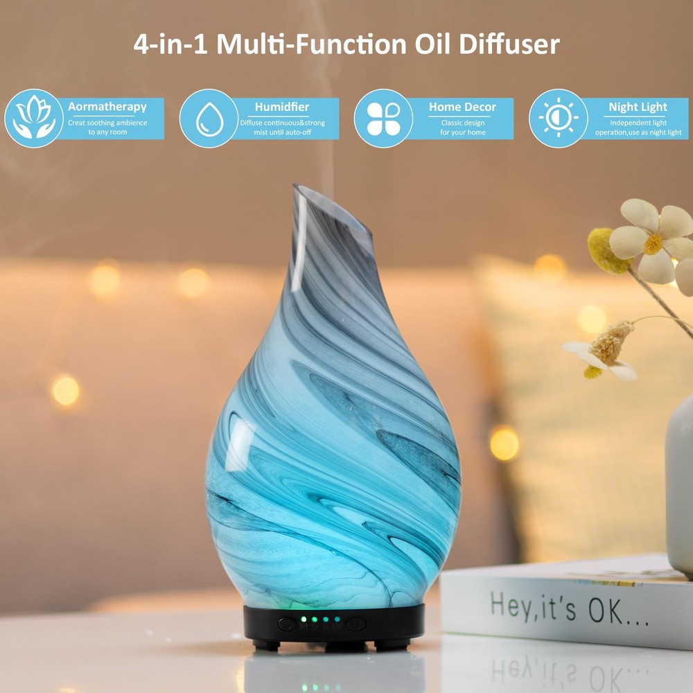 Essential Oil Diffuser Aromatherapy 1 Count (Pack of 1), Grey Wave-120ml