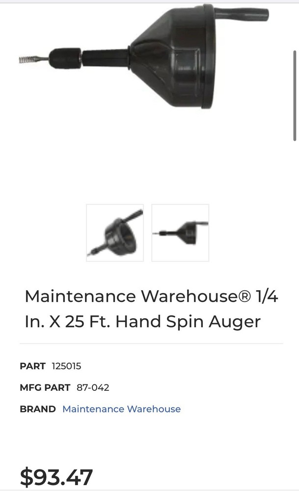 Maintenance Warehouse 1/4 in. x 25 ft. Hand Spin Auger