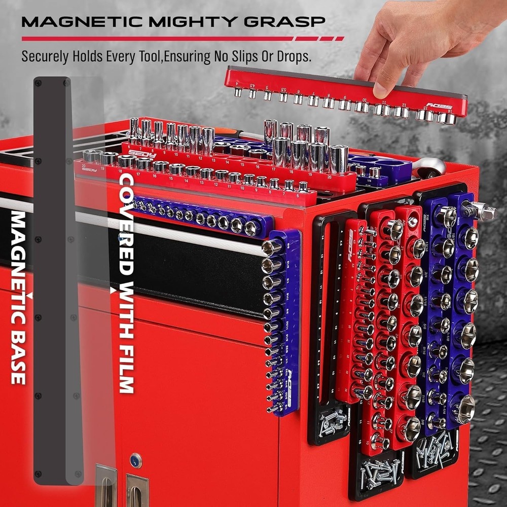 Portable Magnetic Socket Holder Set - 6-Piece Storage Solution for Every Toolbox