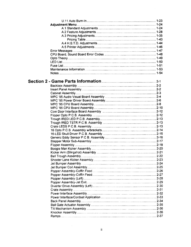 Bally SCARED STIFF Instruction Manual & Schematics: 148 Page