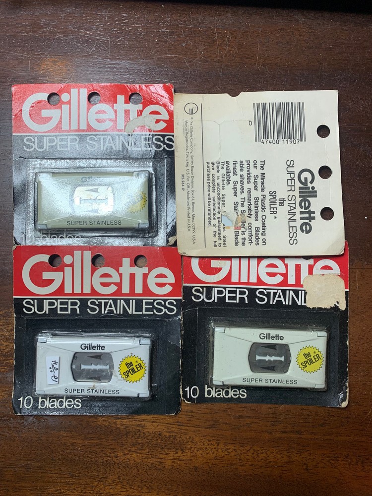 GILLETTE SUPER STAINLESS "THE SPOILER" 10 BLADE PACKAGE NOS-(BAR CODE-4740011907