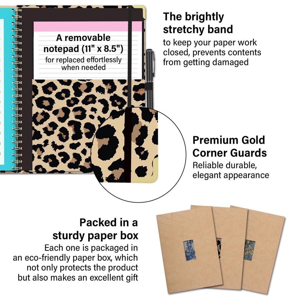 Foldable Clipboard Folio with Storage, 5 Plastic Folders with 10 Pockets,Refi...