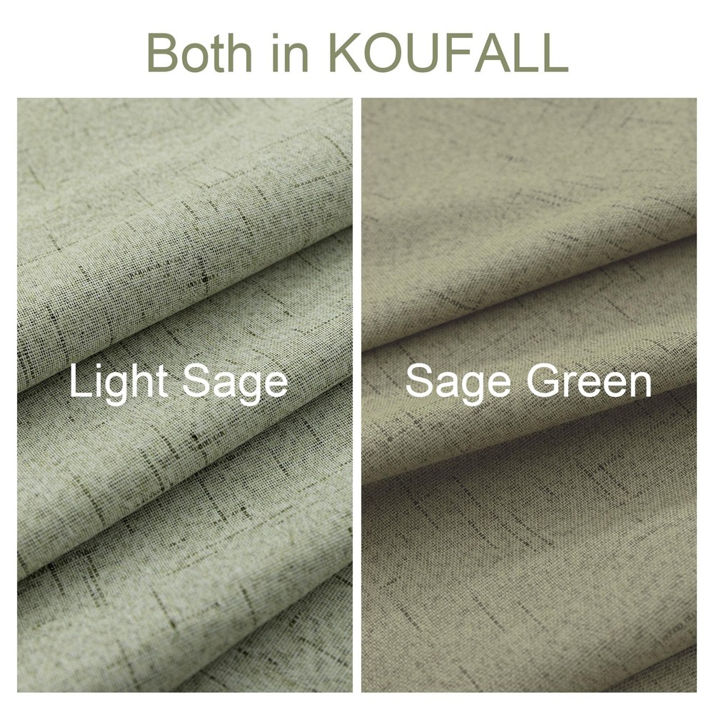 KOUFALL 92in Light Sage Linen Blackout Curtains Back Tab