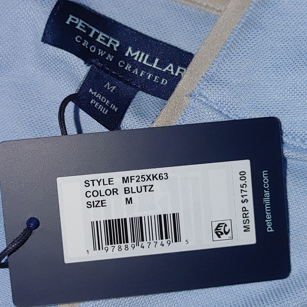 Peter Millar Crown Crafted Quarter Zip Pullover Blutz Blue Medium Peru Flaw