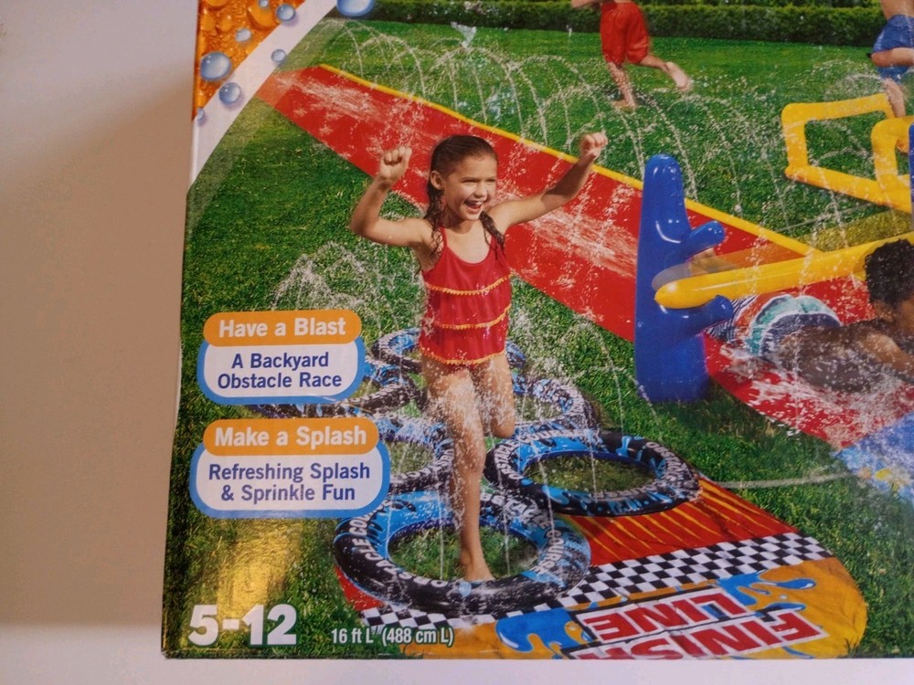 BANZAI Obstacle Course Slip N Slide Sprinkler Aqua Blast Water Toy Set New