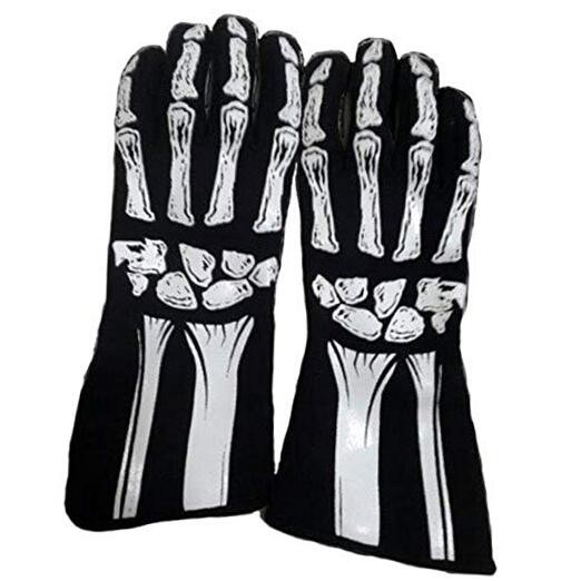 RJS Racing Equipment Men's Single Layer Skeleton Gloves(White, Large), 1 Pack