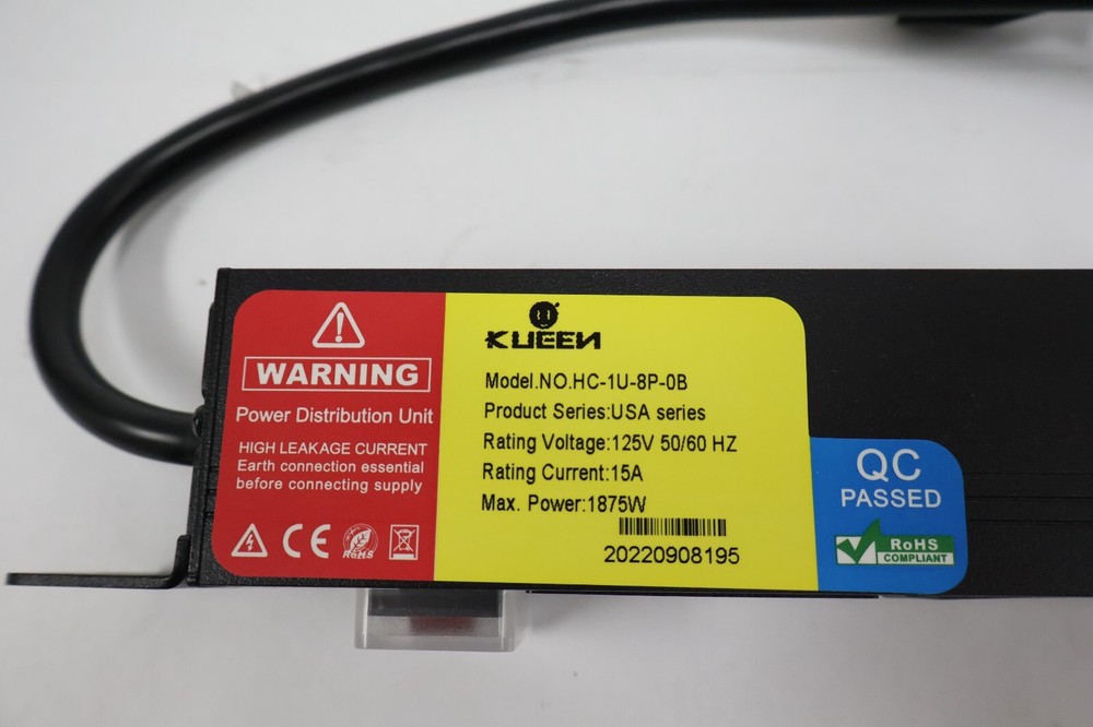 KUEEN 19" 1U Rack Mount PDU Power Strips, Server Rack Power Distribution Unit
