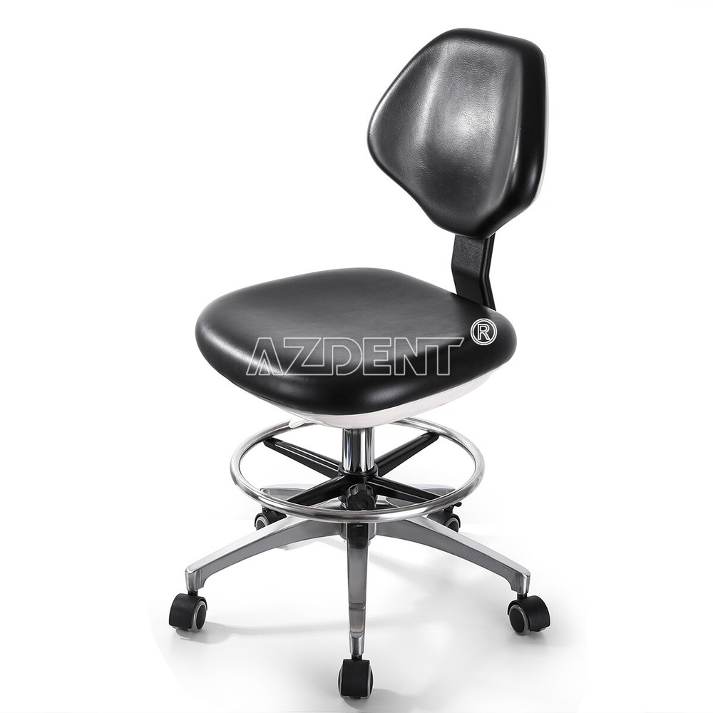 Dental Assistant Stool 360° Rotation Armrest PU Back Curve Casters Doctors
