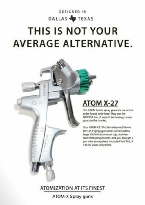 LVLP Spray Gun Kit – ATOM X27 Gravity Feed with FREE GunBudd Light System!!