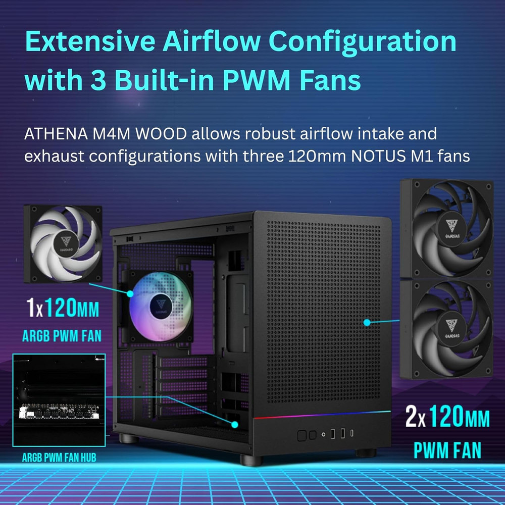 Micro‑Tower Gaming PC Case, Mesh Front Panel with RGB Strip & 3×120 Mm Prebuilt
