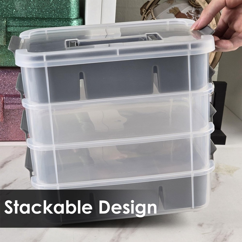 Grey&White Modern Plastic Storage - 4-Layer Durable Craft Storage Containers ...