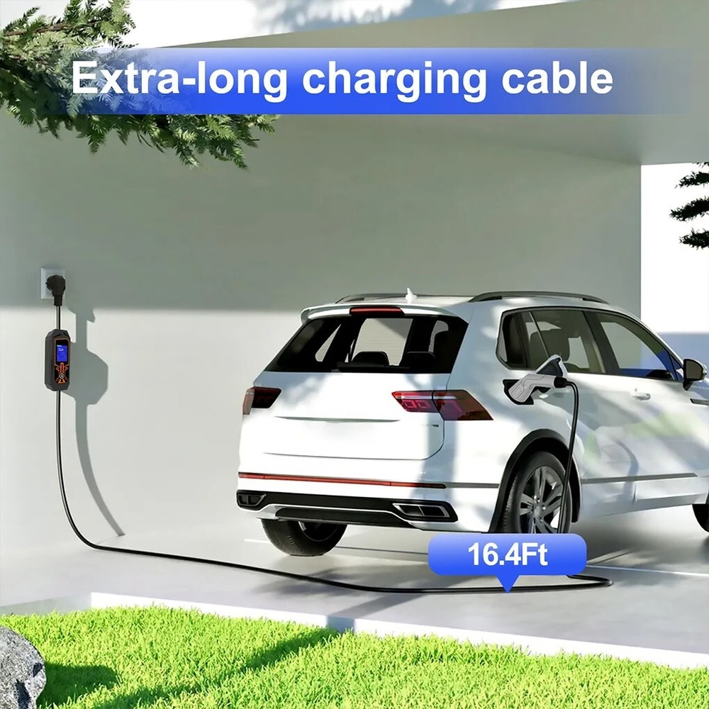 Portable EV Charger Type 2 to 32A Commando Socket, 1 phase, Delay Timer, 5metre