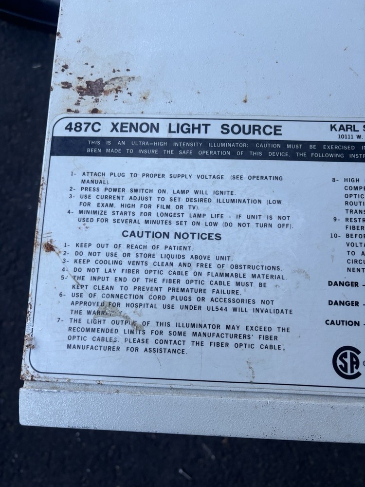 Karl Storz Xenon 487C XENON LIGHT SOURCE Untested As Is