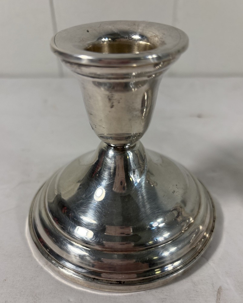 Pair of Sterling Silver Weighted Candlestick Holders