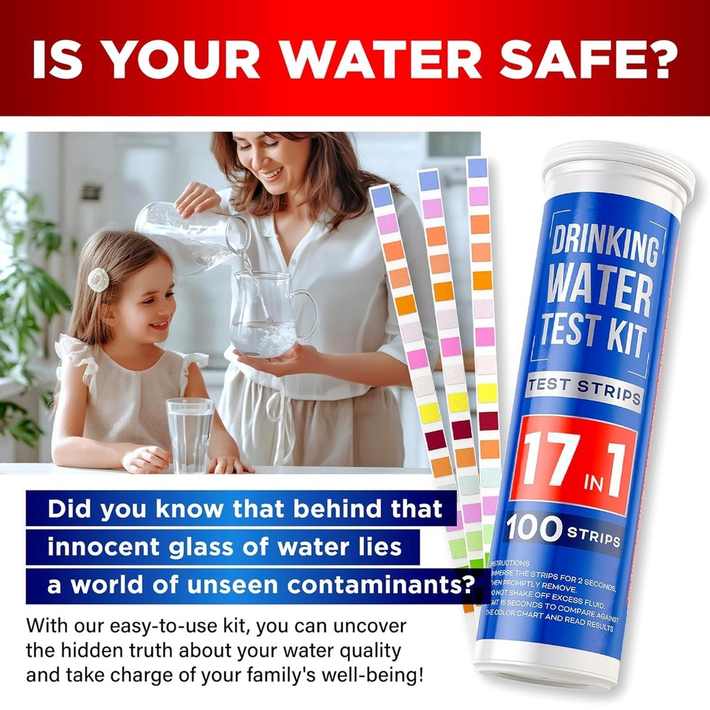 Easy-to-Use 20 in 1 Water Testing Kit - 120 Strips for Safe & Clean Drinking
