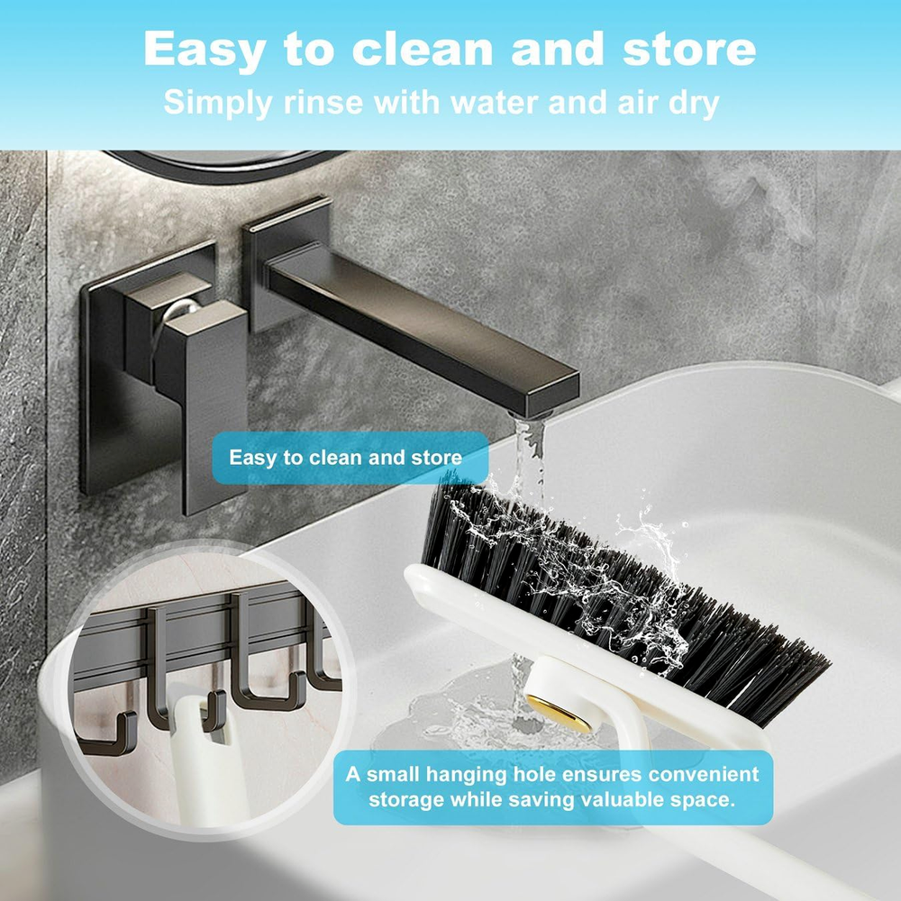 2 Pcs Multi-Function Hard Bristle Crevice Cleaning Brush, 360-Degree Rotating