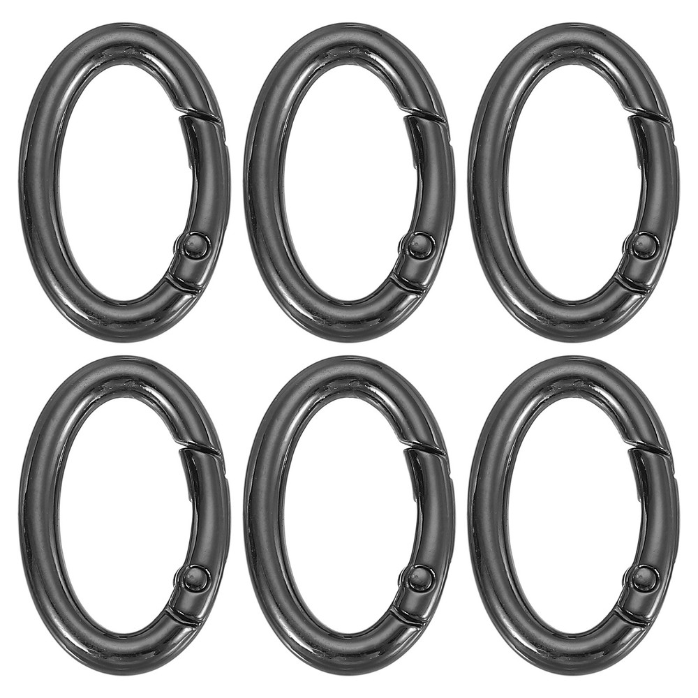 6 Pcs 32mm Oval Egg Shaped Spring Snap Keychain Clip for Purses Black