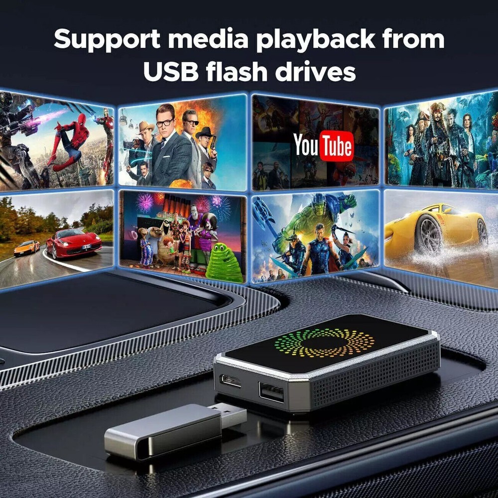 Wireless Carplay Android Auto AI Box Android 12 Netflix YouTube WiFi Adapter