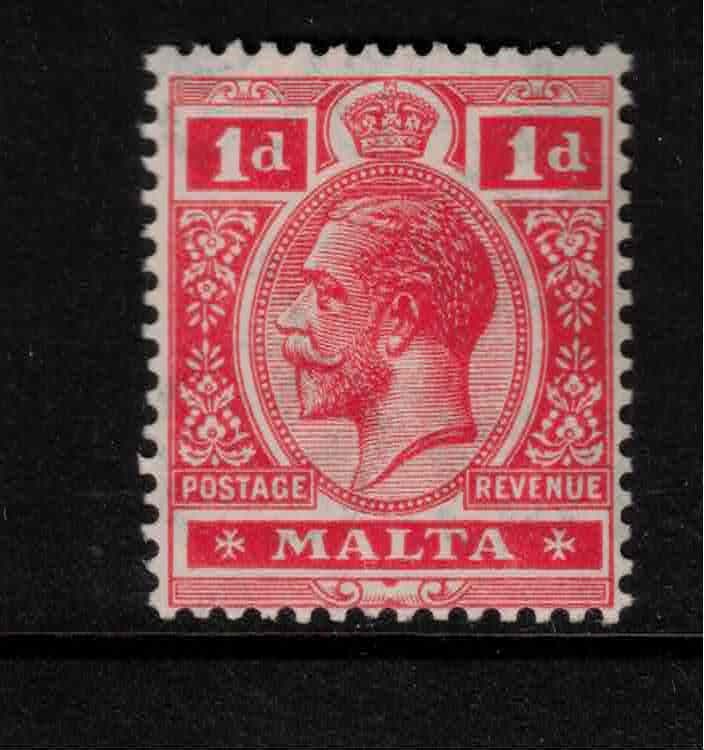Malta 1921-22 KGV SG99 1d scarlet Multi Script CA MM Mounted Mint