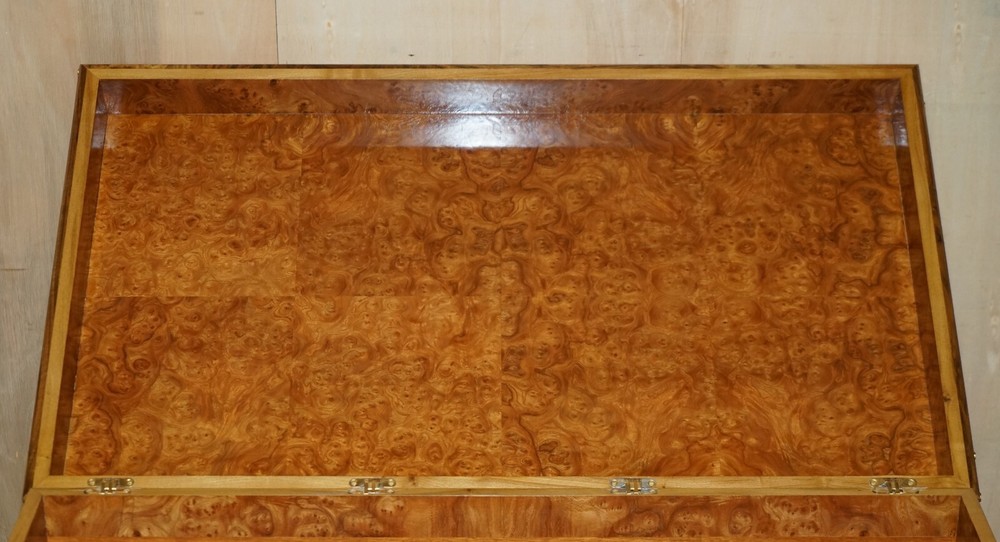 EXTRA LARGE BURR WALNUT SOLID CHEST TRUNK WITH HIDDEN BOTTOM STORAGE MUST SEE