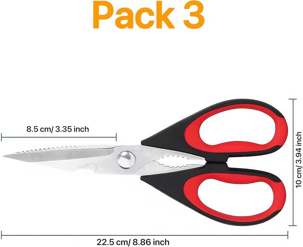 Multi-Purpose Cooking Scissors - Rust Resistant, Sharp Stainless Steel Blades
