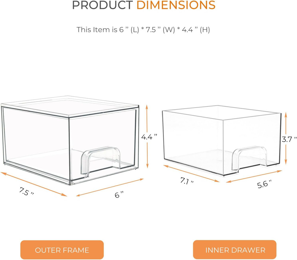 4 Pack Laundry Room Organization Storage Drawers with Labels, Clear Stackable Dr