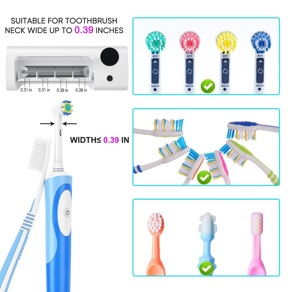 StarWin UV Toothbrush Cleaner, Timer Function, Rechargeable Tooth Brush White