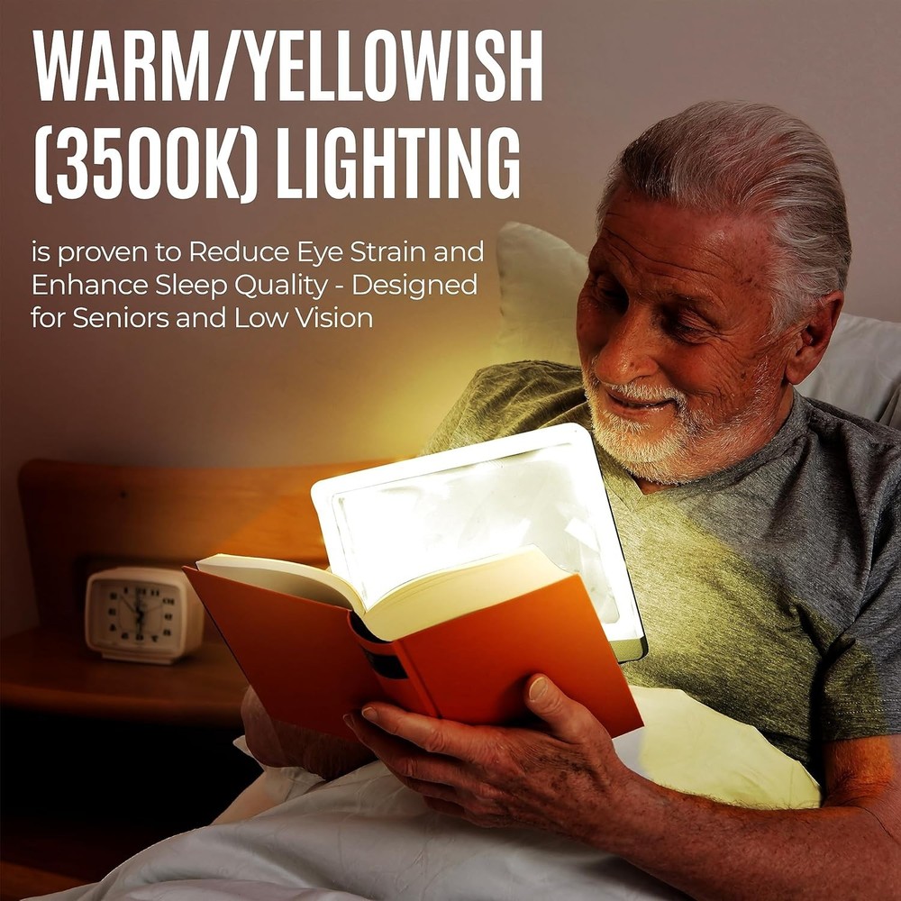 Patented 3X LED Page Magnifier - Eye-Caring Light Modes for Comfortable Reading