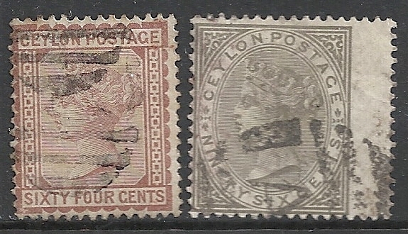 Ceylon 1872 SG 131-132  CANC  VF