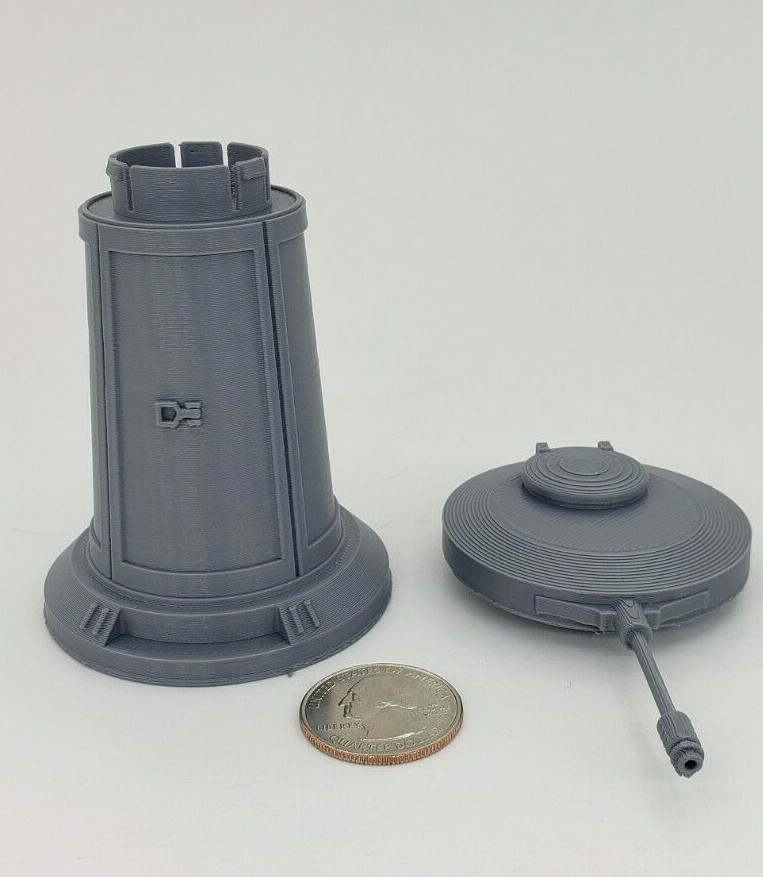 3D Printed Hoth Turret Legion Terrain Silver PLA Plastic