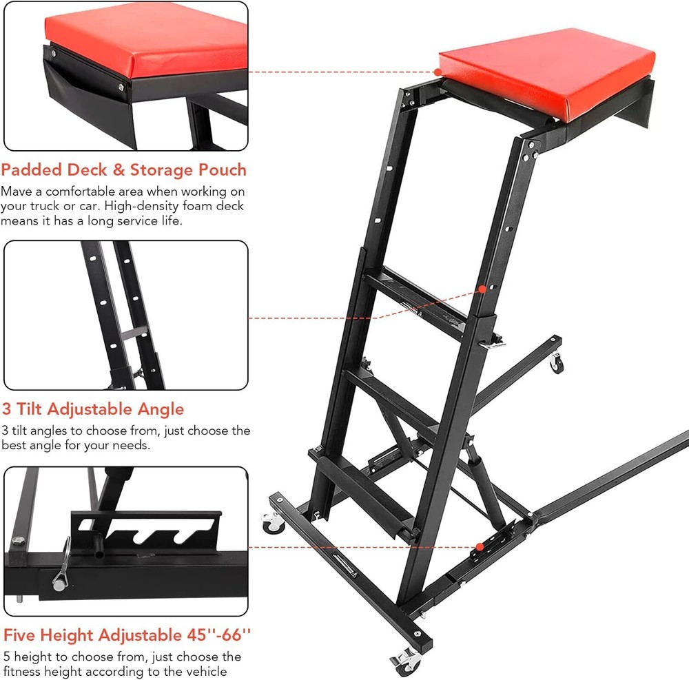 ⭐Adjustable Automotive Topside Creeper 400LBS Adjustable 48 - 66" Engine Creeper