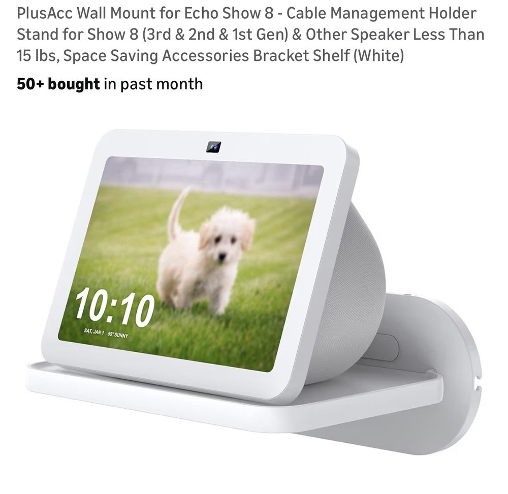 Wall Mount for Echo Show 8 Cable Management White