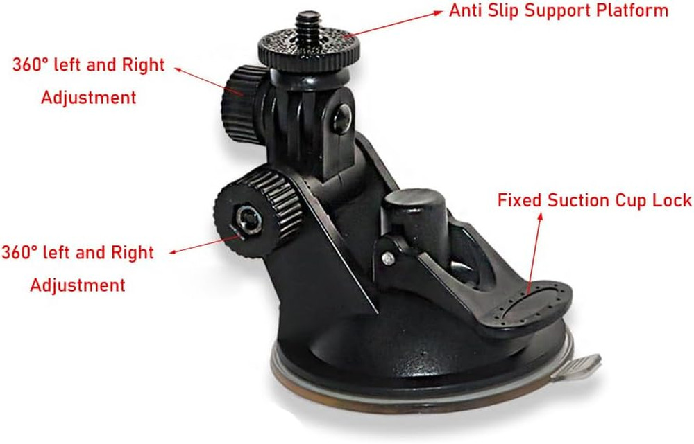 2 Pack Dash Cam Suction Cup Mount with 1/4 Screw Thread Windshield Camera Holder