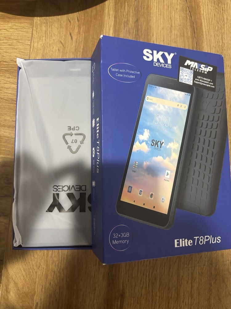 SKY Devices Elite T8Plus Tablet 32GB 8" IPS HD Screen 4G Protective Case Bundle