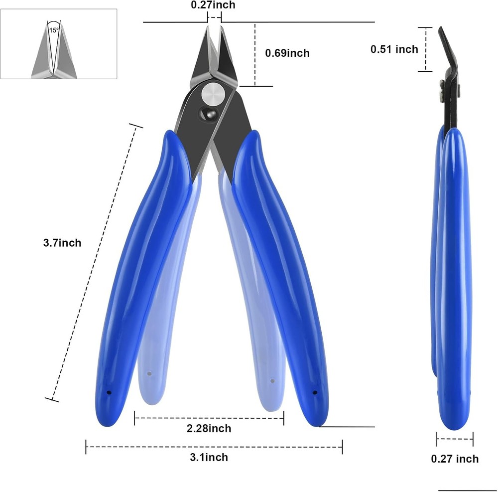 5 Inch Micro Flush Cutter, 2 Pack Small Wire Cutters Spring 5 inches, Blue