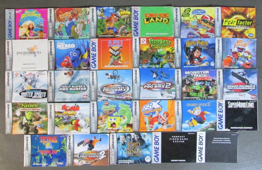 Nintendo Game Boy Basic / Advance / Color manuals & boxes gameboy booklets