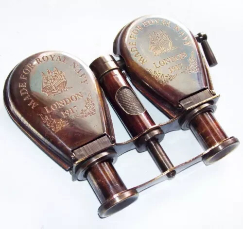 BRASS ANTIQUE BINOCULAR MARITIME VINTAGE GIFT FOLDABLE BINOCULARS TELESCOPE @