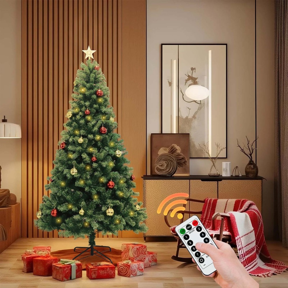 PreLit Artificial Christmas Tree 6FT/7FT with Remote Control  ＆ Decorations