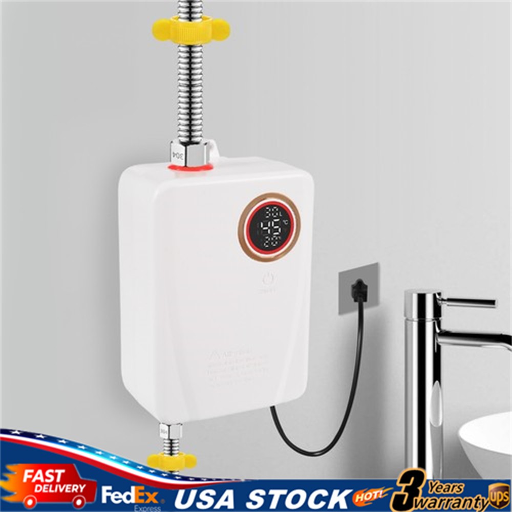 Electric Tankless Water Heater Instant Hot Shower Kitchen Heater 110V 3000W