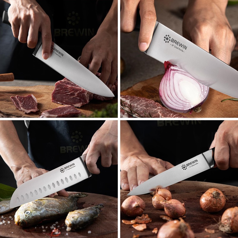 Professional Kitchen Knives, 3PC Chef Knife Set Sharp Knives for Kitchen High...